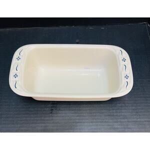 Longaberger Pottery 1 Pint Bread Load White Pan 6" x 3" x 2" Green Decor